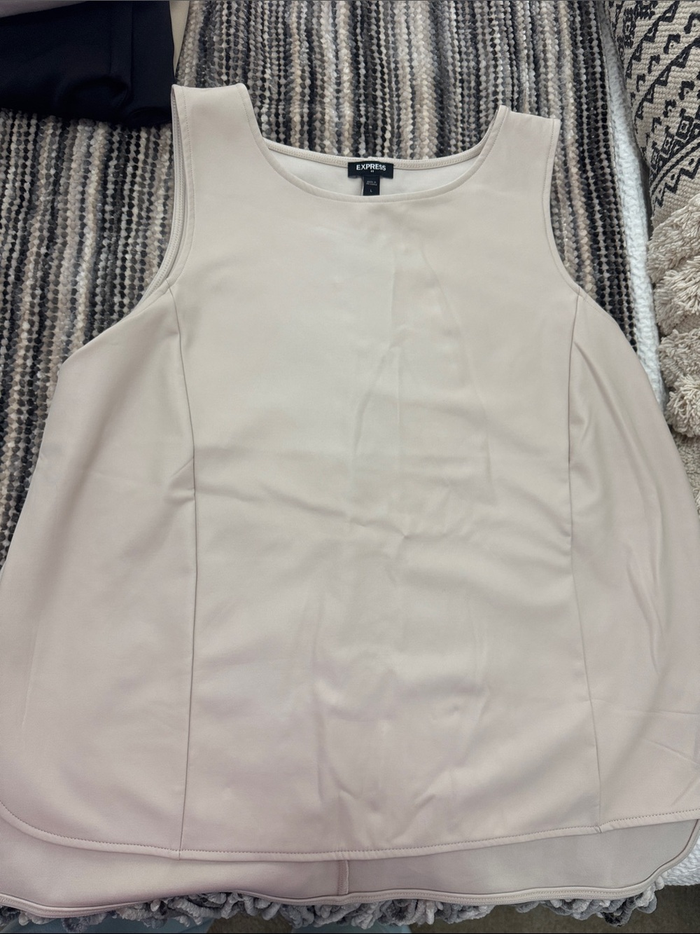 Express Sleeveless Faux Leather Tank Top in Light Beige